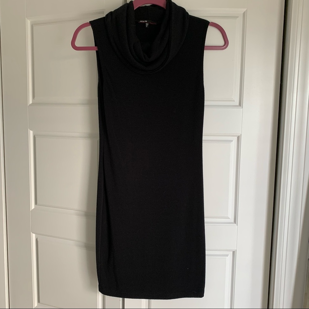 Black cowl neck sleeveless dress